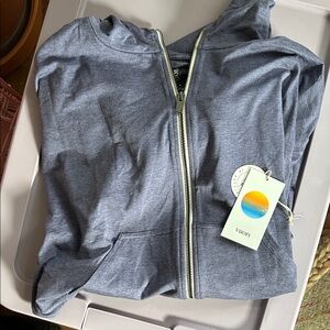 Vuori Heathered Blue Zip-Up Hoodie